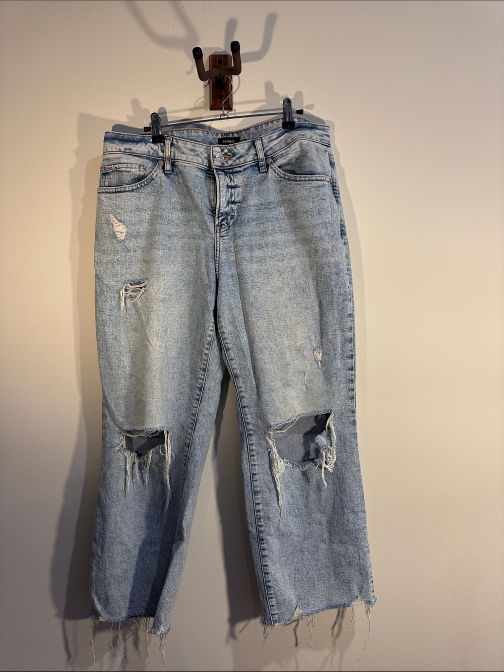 Express Light Blue Distressed Boyfriend Jeans